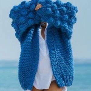 POP POM  MOTIF CARDIGAN CHUNKY SWEATER